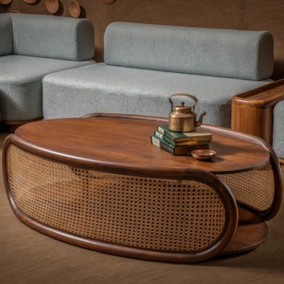 Warm & Functional: How the Solid Wood & Rattan Coffee Table Elevates Pakistani Living Rooms