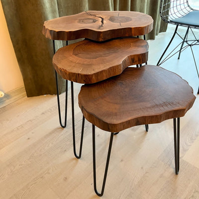 Rustic Elegance: Handcrafted Live Edge Sheesham Coffee Table Set in Pakistan