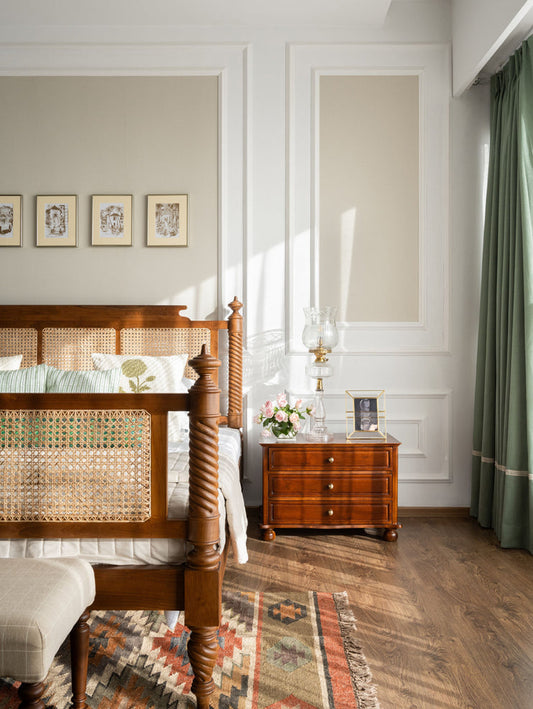 Temple Town Signature Cane Bed | Solid Wood Rattan Bed Frame