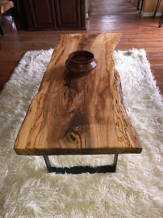 Natural Live Edge Wood Coffee Table Solid Wood Carving Art Handcrafted Extendable Dining Table Decor For Living Room