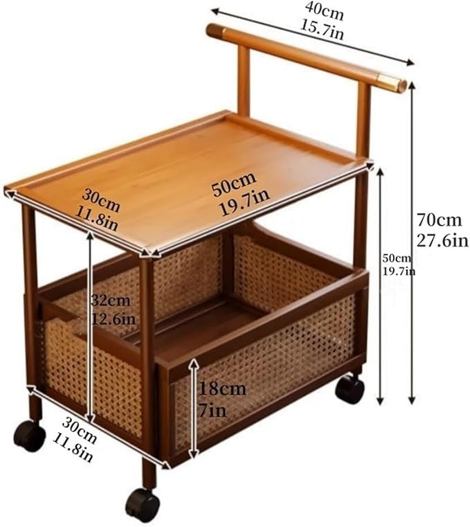 Movable Serving Rattan Tea Trolley