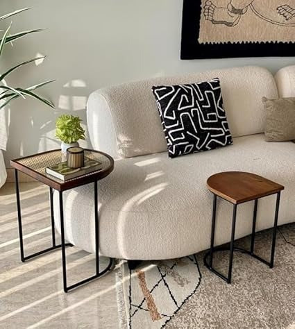 Charcoal Rattan Cane Side Table