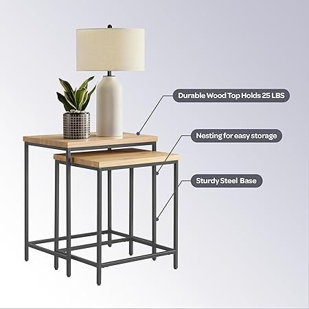 Nesting Side Tables - Set of 2 End Tables for Living Room