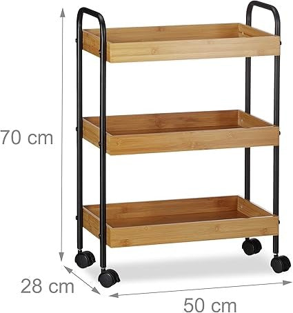 Relaxdays Bamboo Serving Trolley