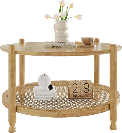 Rattan Round Coffee Table for Living Room