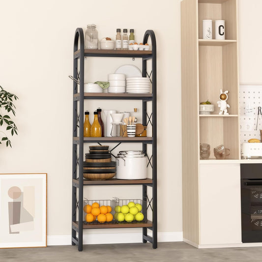 5-Tier Arched Industrial Bookcase and Book Shelves