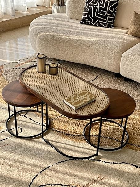 Rattan Coffee Table Set of 3