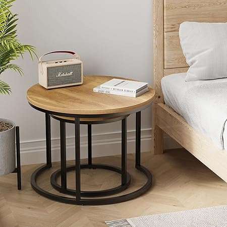 Set of 2 Coffee Table, Round Nesting Coffee Tables