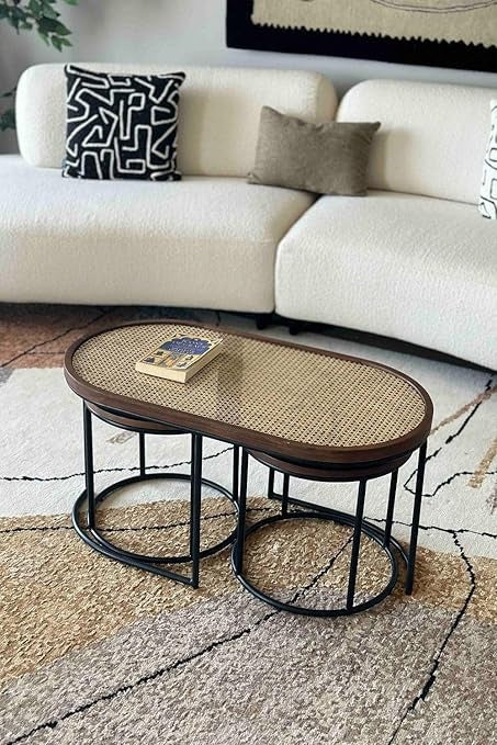 Rattan Coffee Table Set of 3