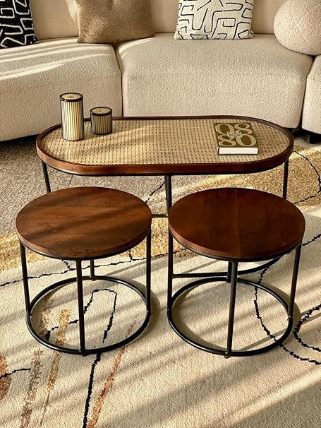 Rattan Coffee Table Set of 3