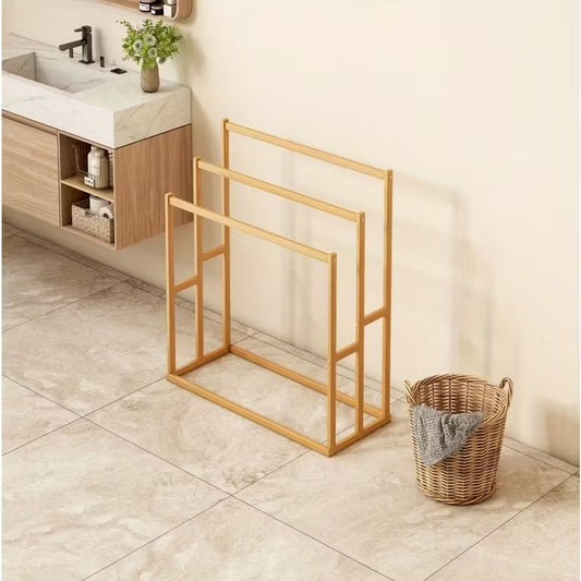 Elegant Bamboo Towel Rack | Freestanding Three-Tier Wooden Towel Stand – Space-Saving Bathroom & Pool Organizer for Indoor/Outdoor Use