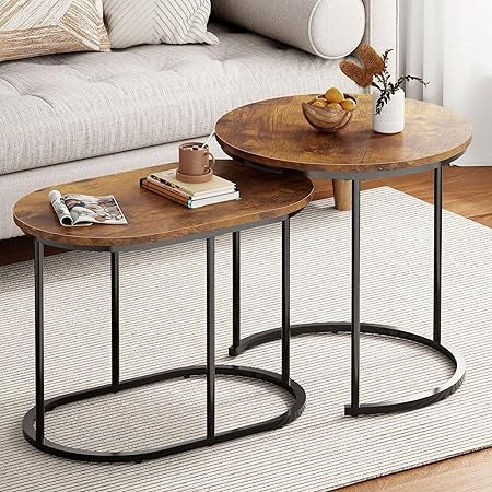 Nesting Tables - Set of 2 Stacking Side Tables for Living Room