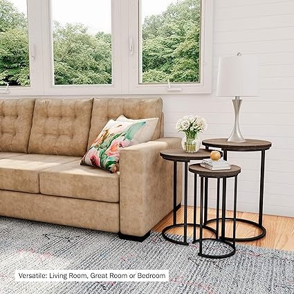 Set of 3 Round Nesting Side Tables for Living Room