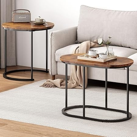 Nesting Tables - Set of 2 Stacking Side Tables for Living Room