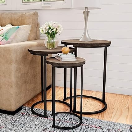 Set of 3 Round Nesting Side Tables for Living Room