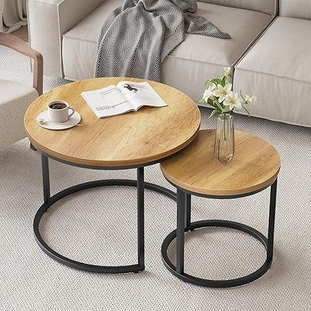 Set of 2 Coffee Table, Round Nesting Coffee Tables