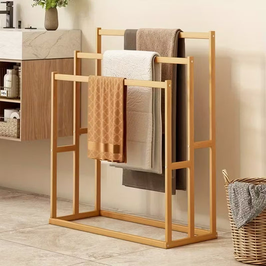 Elegant Bamboo Towel Rack | Freestanding Three-Tier Wooden Towel Stand – Space-Saving Bathroom & Pool Organizer for Indoor/Outdoor Use