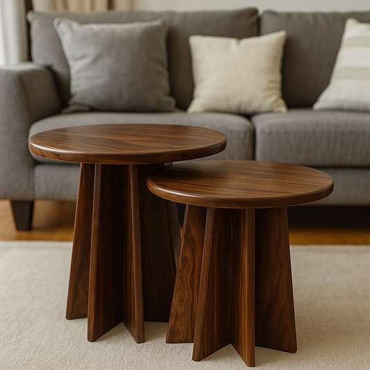 Sheesham Wood Side Tables Set of 2 | Handcrafted Nesting Tables for Living Room