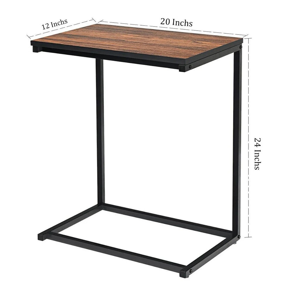 Industrial Styled C Shaped Side End Table
