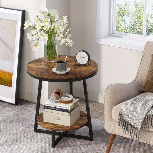 Industrial End Table, Solid Sheesham Wood Side Table, Minimalist Wooden Side Table