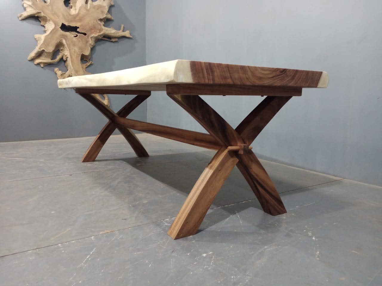 Handcrafted Live Edge Solid Wood Dining Table – Rustic Modern Design