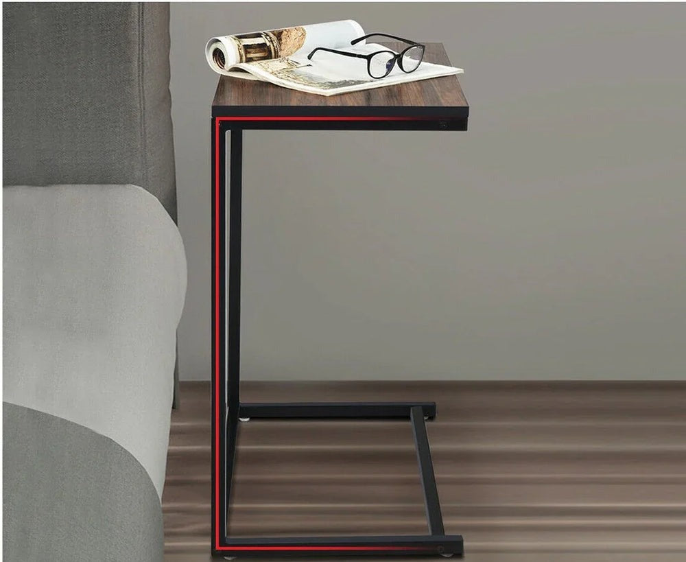 Industrial Styled C Shaped Side End Table