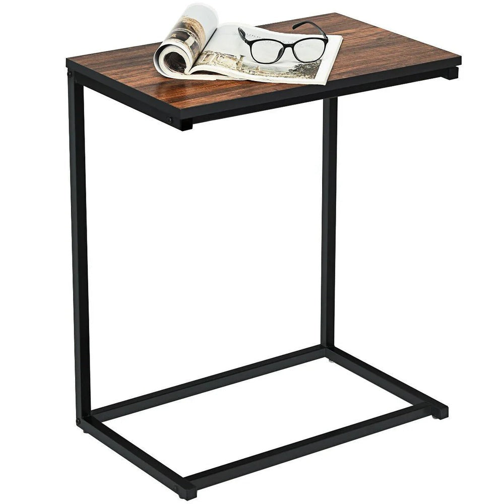 Industrial Styled C Shaped Side End Table
