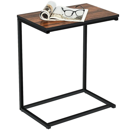 Industrial Styled C Shaped Side End Table