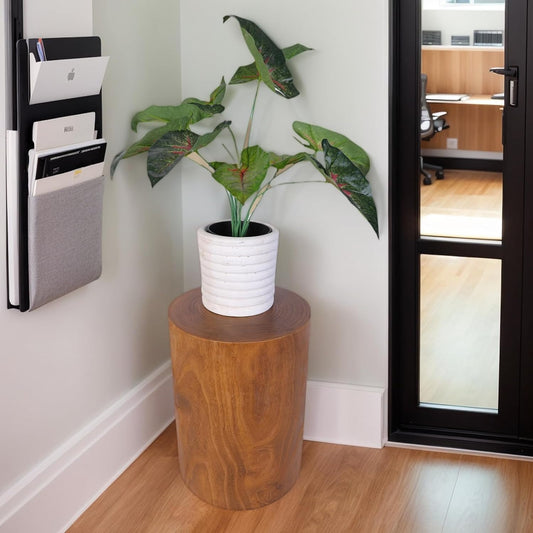 Wooden Tree Stump End Table, Rustic Wood Side Table, Wood Stump for Plant Stand Decor Nightstands Stool Indoor Outdoor