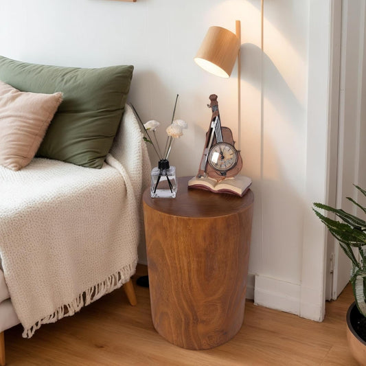 Wooden Tree Stump End Table, Rustic Wood Side Table, Wood Stump for Plant Stand Decor Nightstands Stool Indoor Outdoor