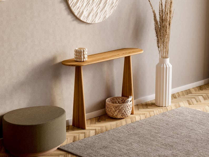 Modern Oak Console Table – Solid Wood Style Furniture