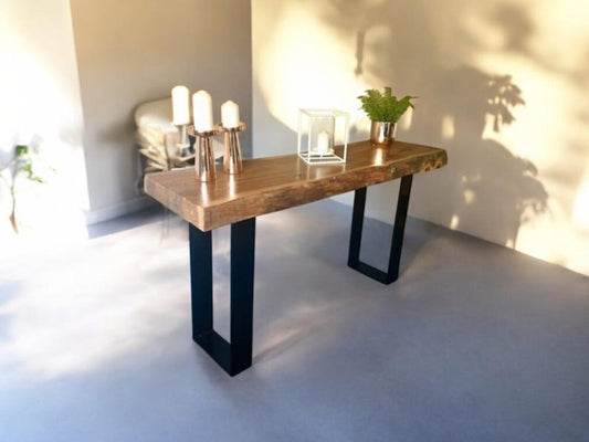 Handmade Natural Wood Console Table – Rustic Log Entryway & Hallway Table – Solid Wood Rustic Furniture