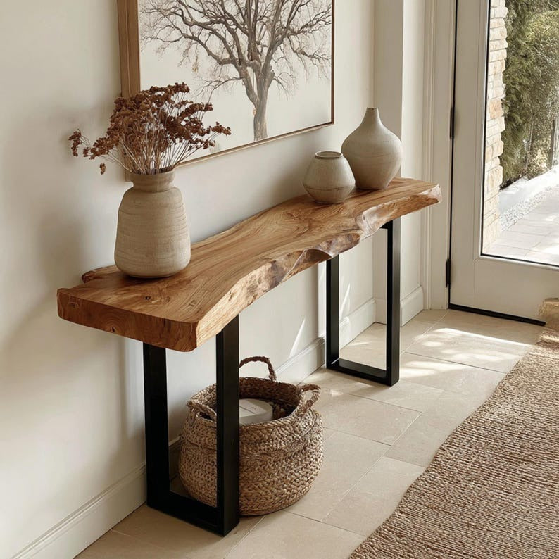 Handmade Sheesham Wood Console Table – Rustic Solid Wooden Hallway & Entryway Table