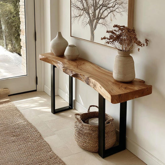 Handmade Sheesham Wood Console Table – Rustic Solid Wooden Hallway & Entryway Table
