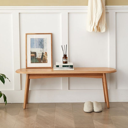 Asian Style Solid Color Wood Entryway Bench