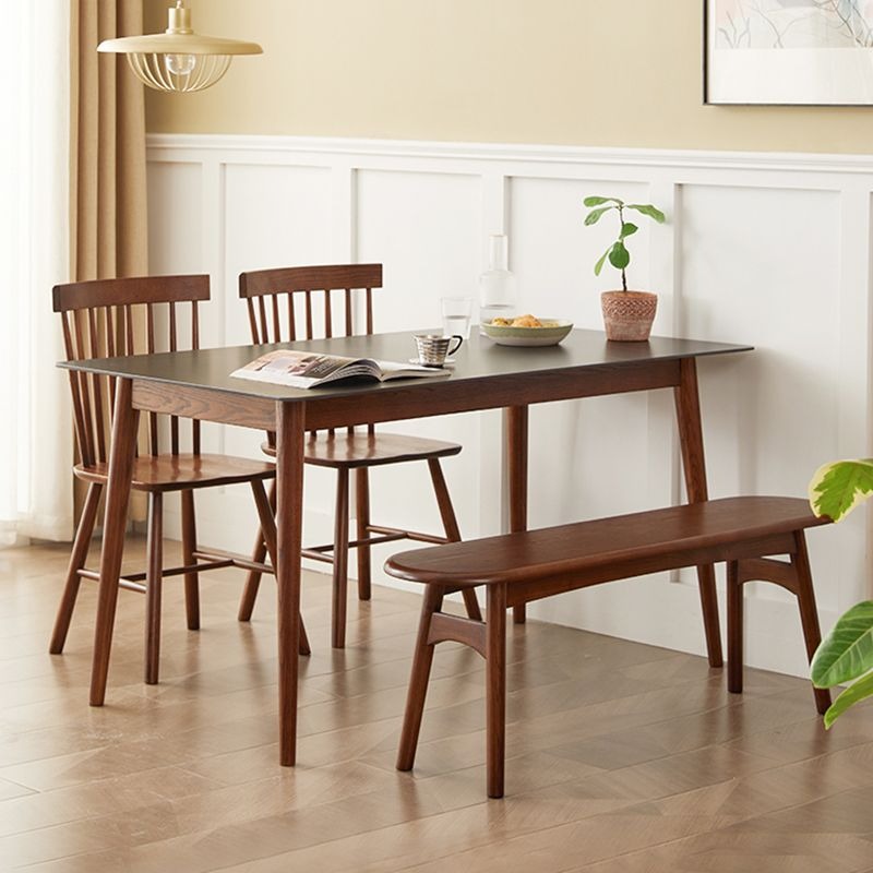 Asian Style Solid Color Wood Entryway Bench