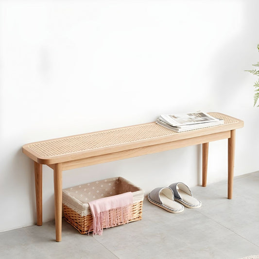 Contemporary Modern Solid Oak Wood Dining Bench – Minimalist Seating with Straight Legs for Dining Room & Entryway