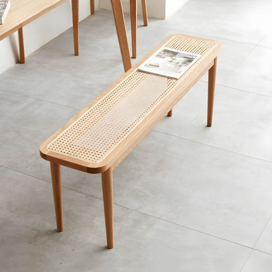 Contemporary Modern Solid Oak Wood Dining Bench – Minimalist Seating with Straight Legs for Dining Room & Entryway
