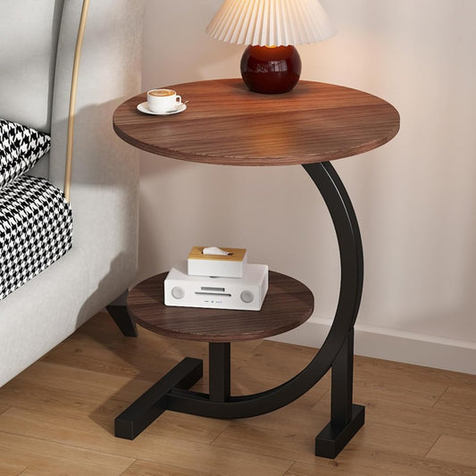 Small Side Table, C Shaped End Table for Sofa and Bed, TV Tray Table with Metal Frame for Couch, Living Room, Bedroom