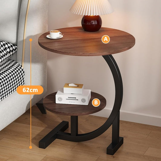 Small Side Table, C Shaped End Table for Sofa and Bed, TV Tray Table with Metal Frame for Couch, Living Room, Bedroom