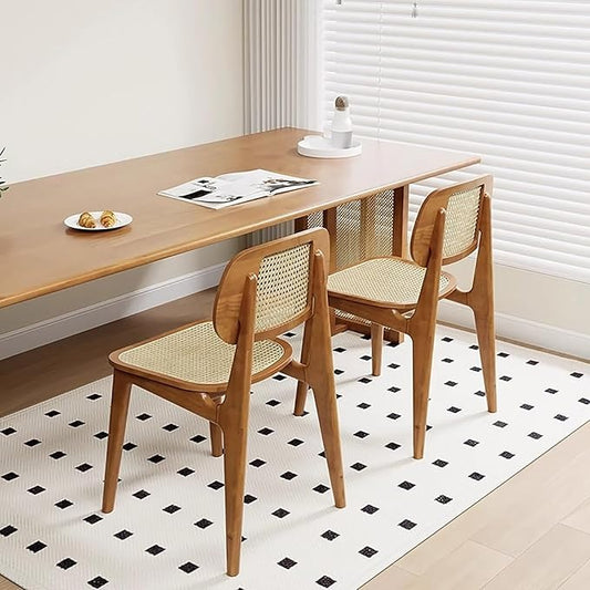 Rattan Dining Chair – Armless Modern Side Chair with Woven Cane Backrest & Wooden Legs for Kitchen, Dining Room & Living Room (1PC)