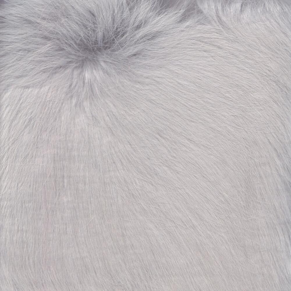 HomePop Faux Fur Decorative Square Ottoman with Metal Hairpin Legs, Grey