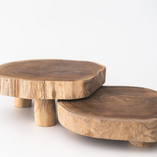 Handmade Live Edge Natural sheesham Wood Riser, Home Decor Display Stand, Handcrafted Primitive Decorative Wood Pedestal