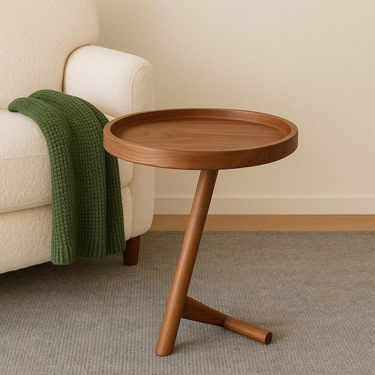 Narrow Wooden Side Table | Handmade Solid Wood End Table | Slim Mid-Century Modern Nightstand