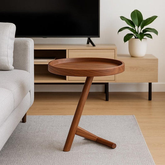 Narrow Wooden Side Table | Handmade Solid Wood End Table | Slim Mid-Century Modern Nightstand