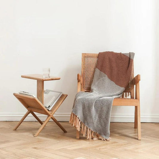 Handcrafted Wooden Magazine Rack Side Table, Modern Minimalist Bedside Table, Unique Decor for Living Room or Bedroom