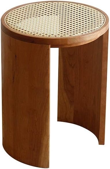 Round Rattan Stool Home Bar Decor Mid Century