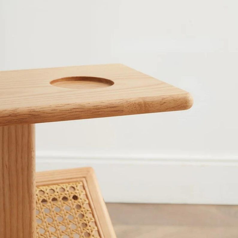 Handcrafted Wooden Magazine Rack Side Table, Modern Minimalist Bedside Table, Unique Decor for Living Room or Bedroom