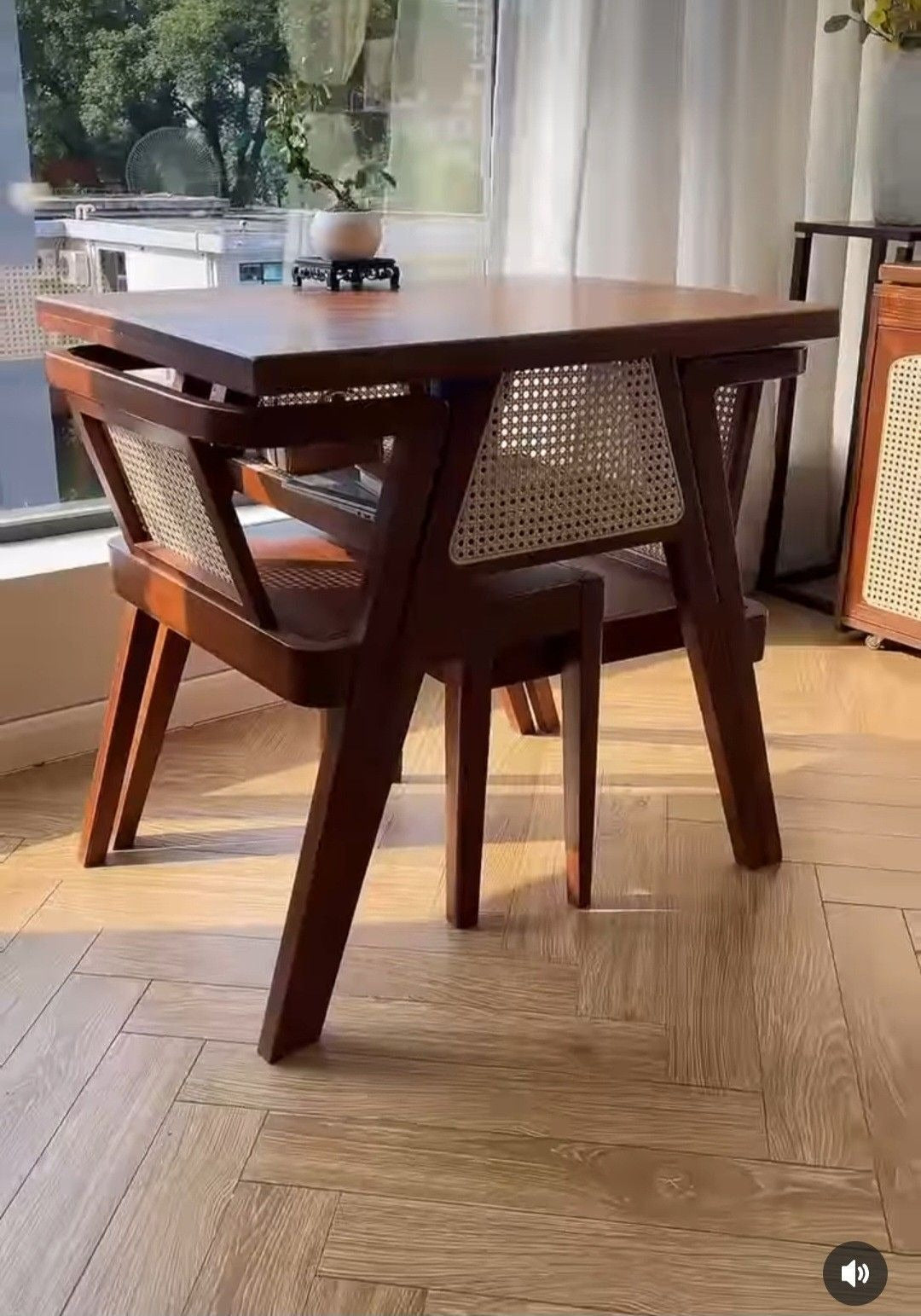 Compact Rattan 2-Seater Dining Set with Space-Saving Table & Chairs