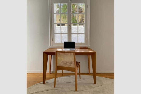 Julia” Minimalist Chair – Handcrafted Solid Wood Dining & Accent Chair – Modern Rattan Seating